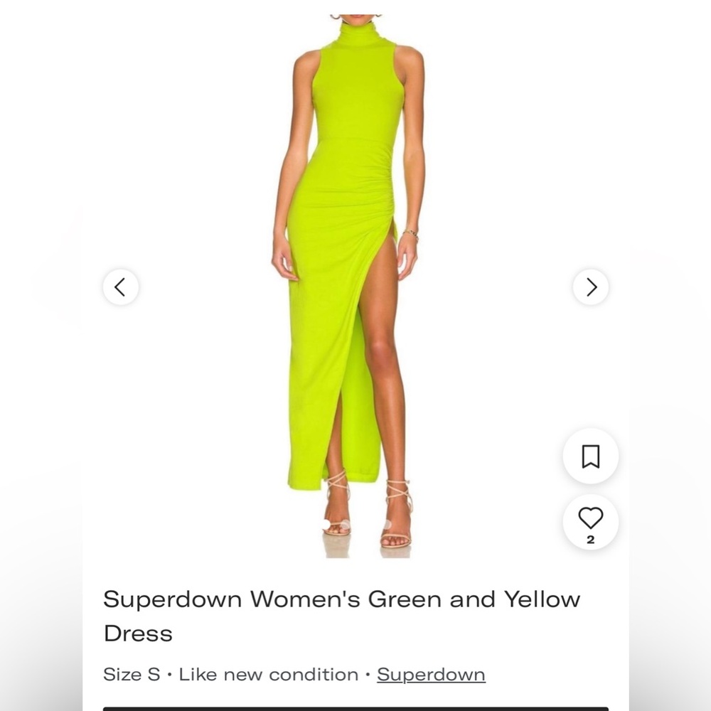Superdown Yellow Green Asymmetrical Bodycon Dress